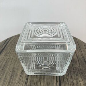Rare Glass Food Storage Container Square Refrigerator Dish Lid Vintage Clear